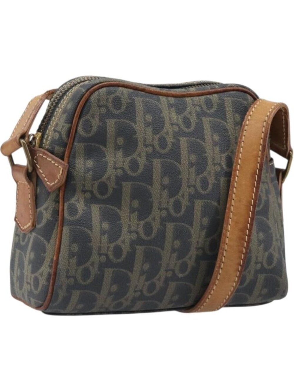 Christian Dior Trotter Canvas Shoulder Bag PVC Green Gold